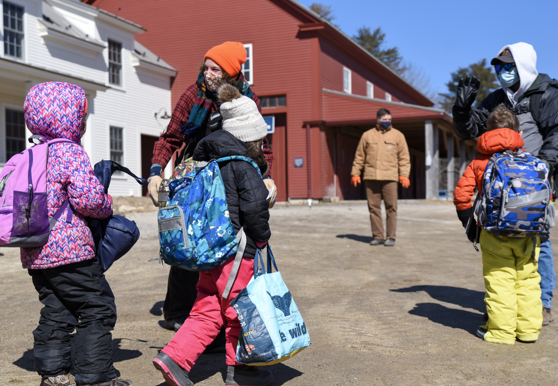 Kids arriving at the farm