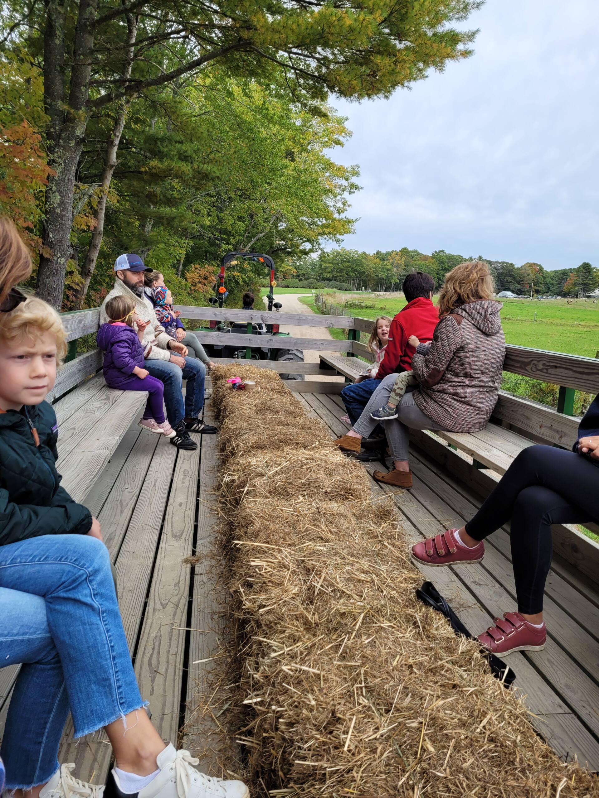 families on a hay ride